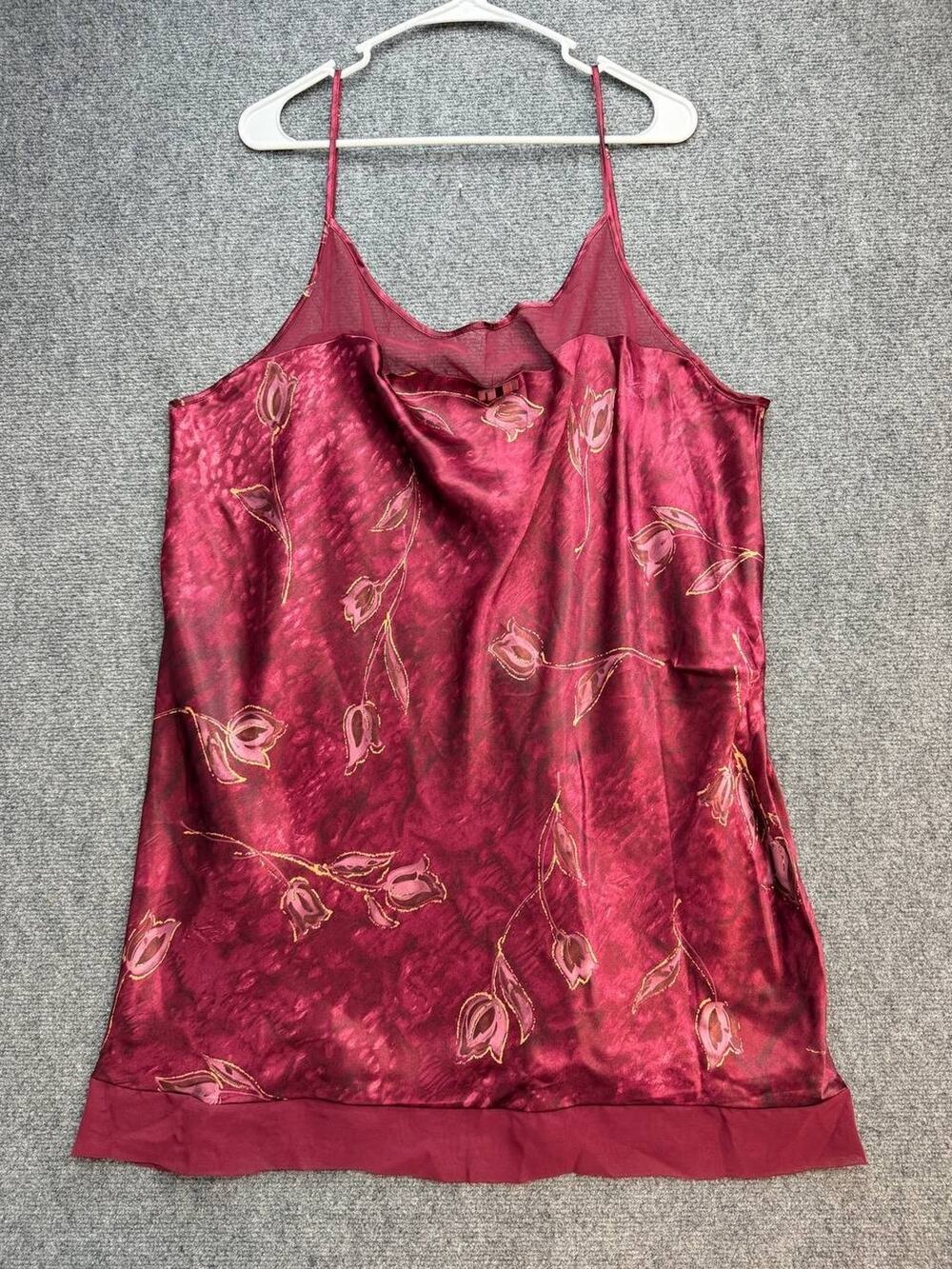 Delicates Woman Nightgown Sleep Dress 2X Burgundy Floral Polyester Lingerie 35"